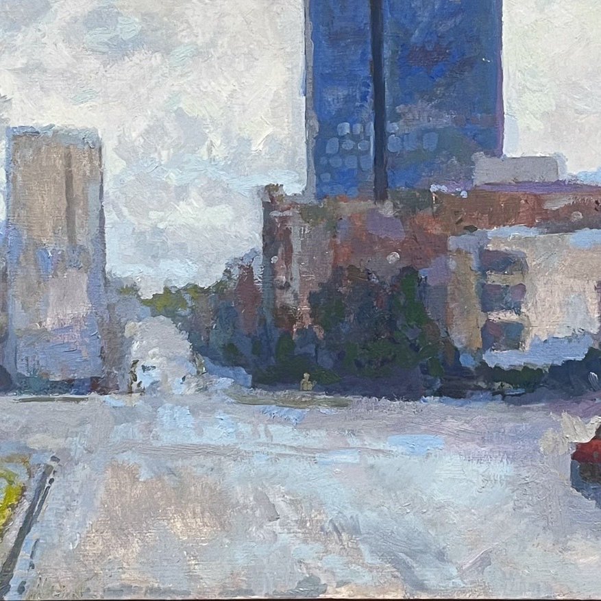 ACROSS 15TH AVENUE, Peter Malarkey, oil on linen, 12 x 24 inches, copyright ©2024