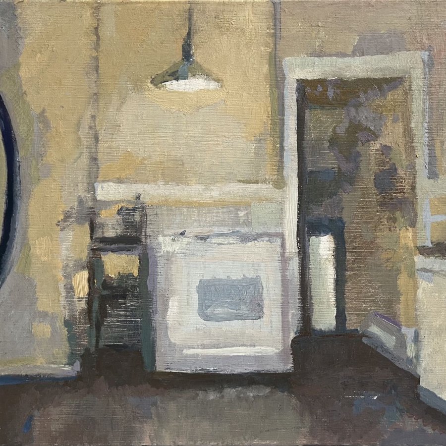 SHARED KITCHEN, Peter Malarkey, oil on linen, 12 x 16 inches, copyright ©2024