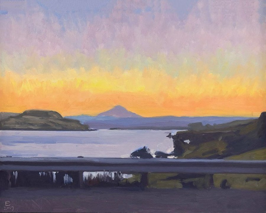 HWY 14 PULLOUT, oil on MDH panel, 16 x 20 inches, copyright ©2019